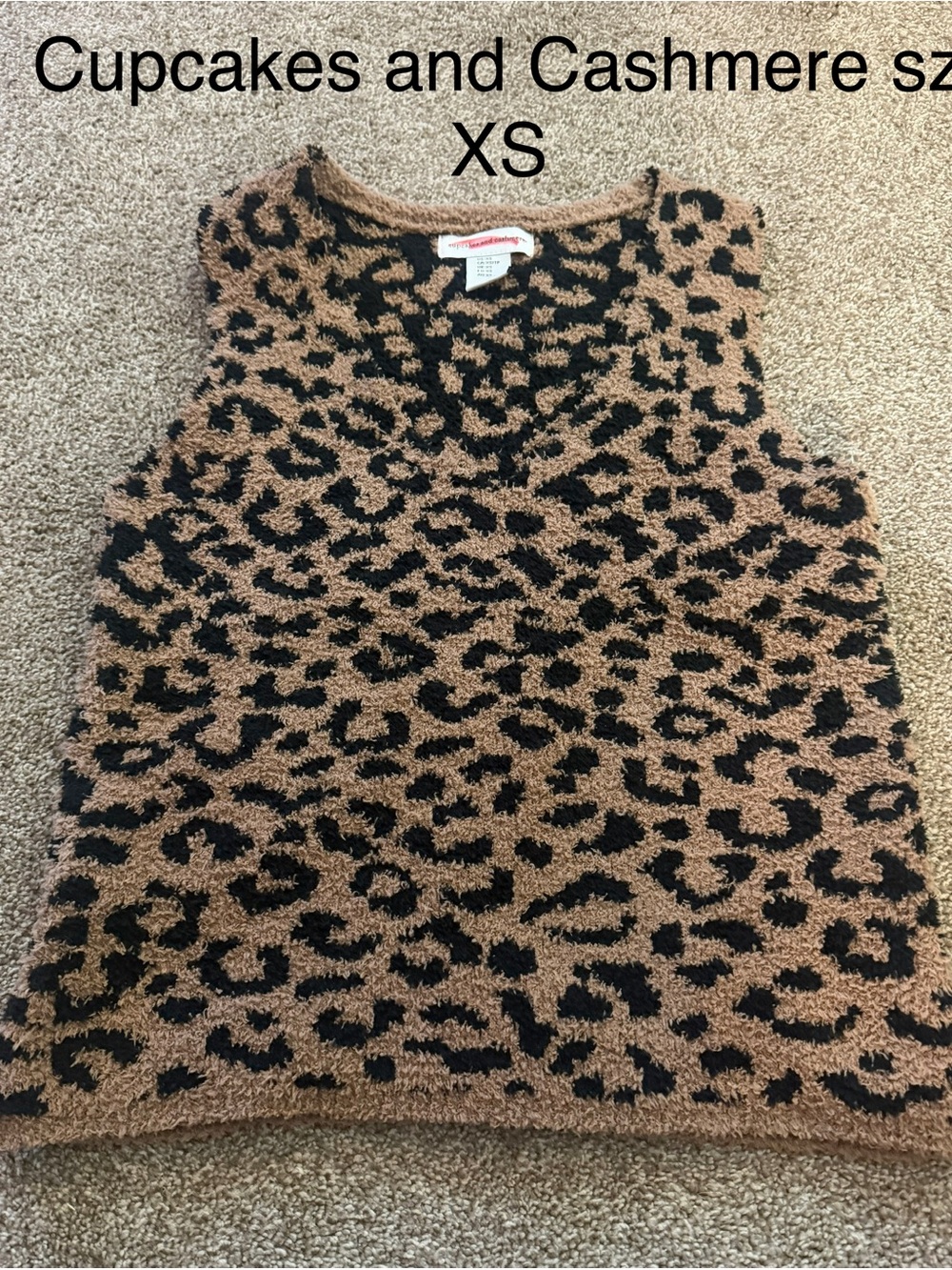 cupcakes & cashmere Leopard Print V-Neck Sweater Vest in Tan and Black